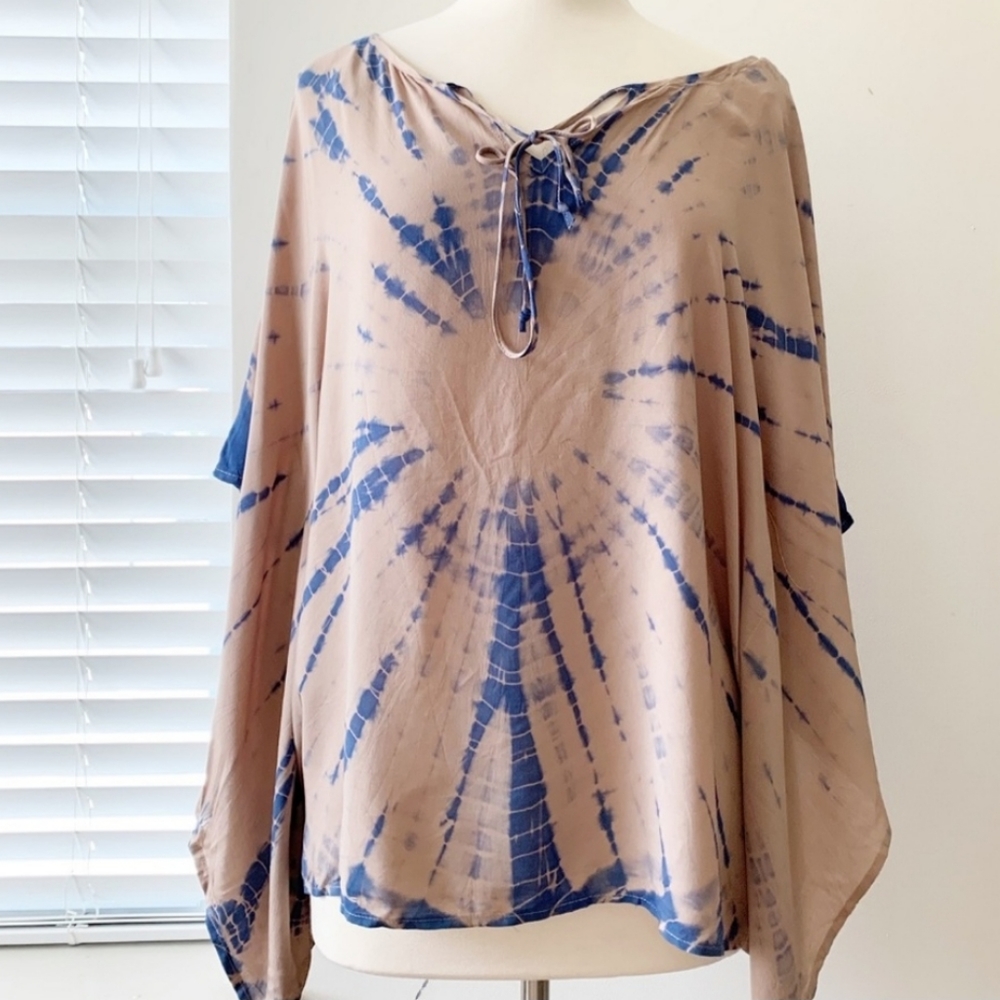 Anthropologie Entro Tassel Tie Dye Tunic Tan Small